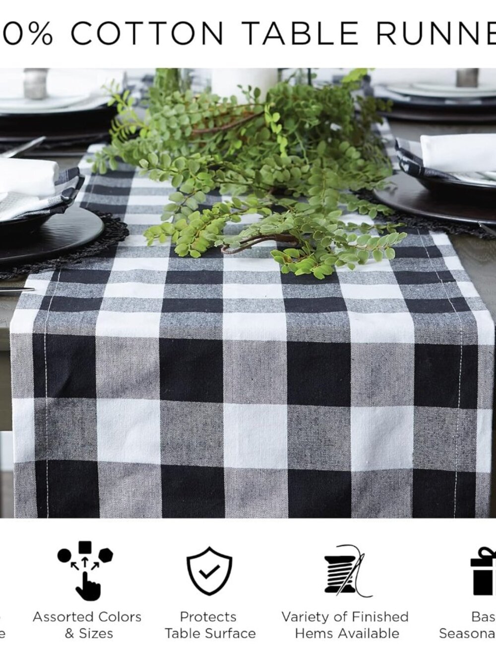 Farmhouse Braided Stripe Table Runner Collection, 15x72 15x77, Fringe Included, - Picture 10 of 11